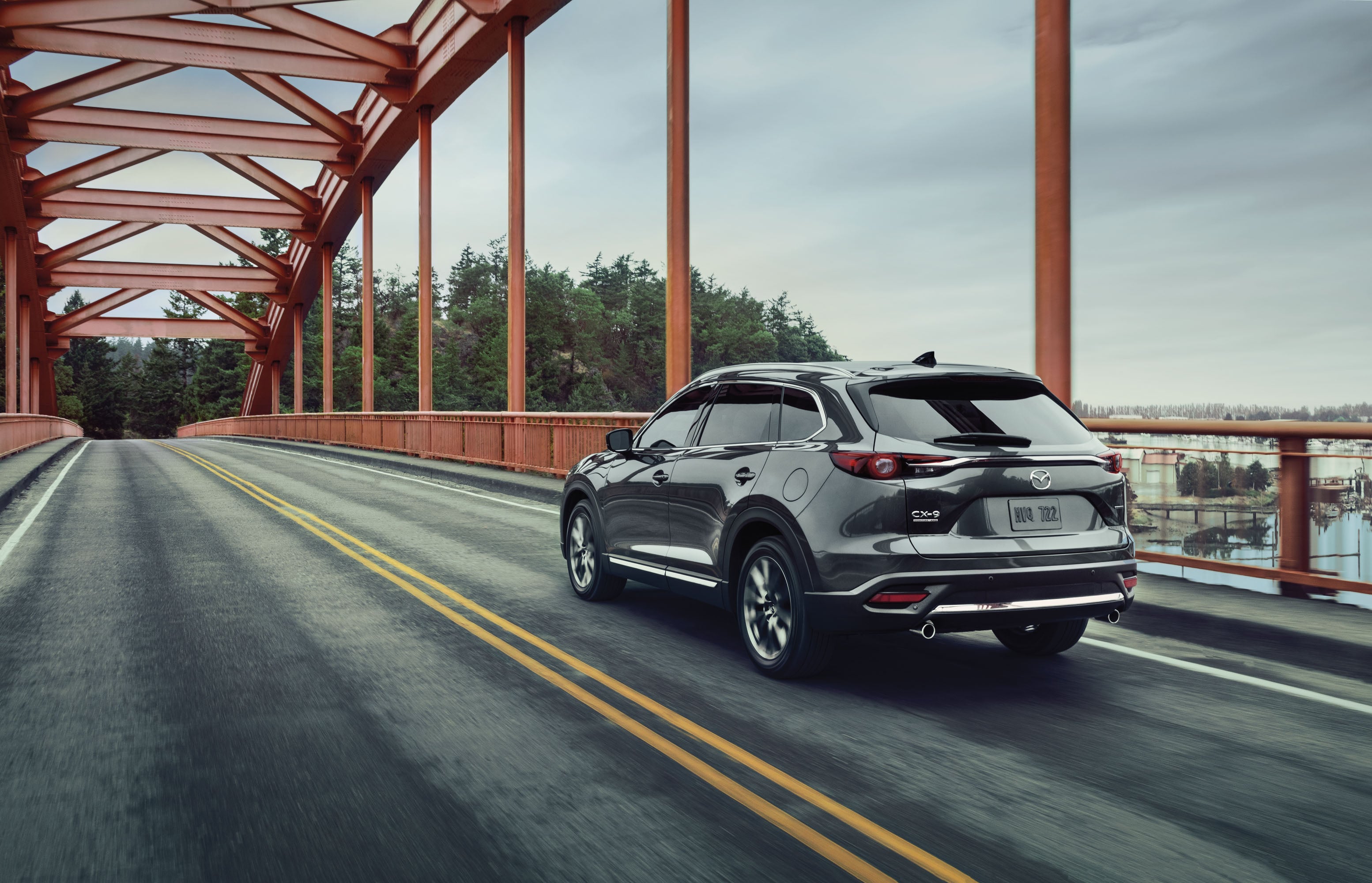 2020 Mazda CX-9 crossing a iron bridge
