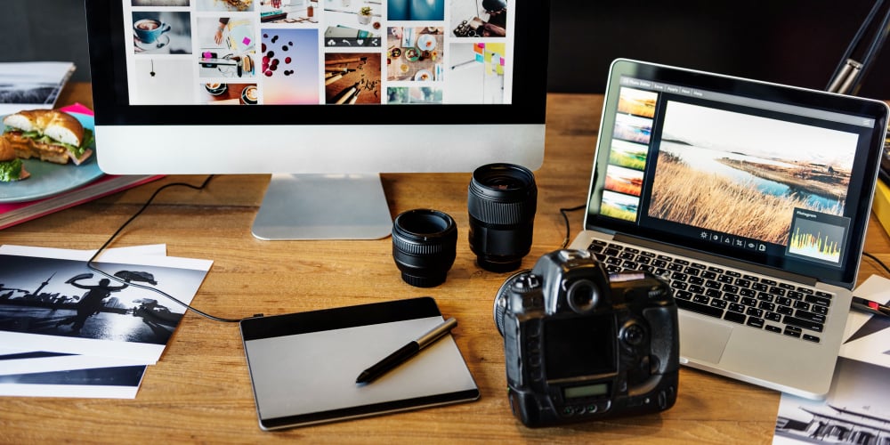 Camera photography design studio editing concept
