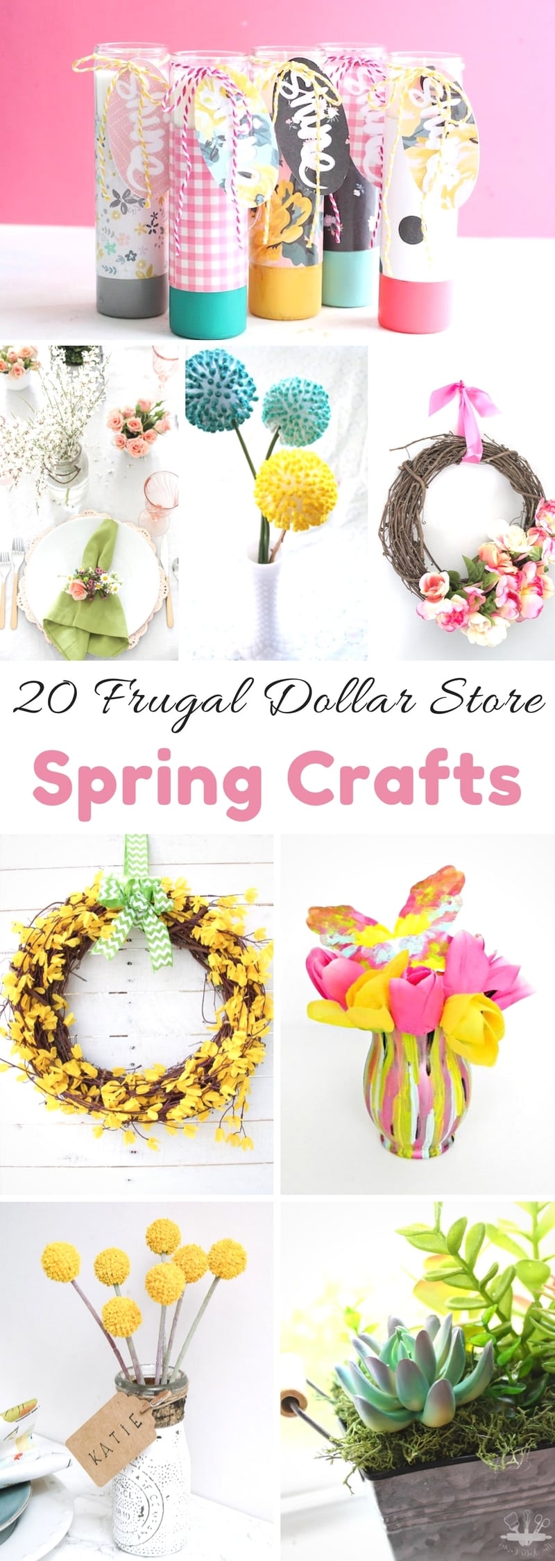 multiple photos of spring crafts