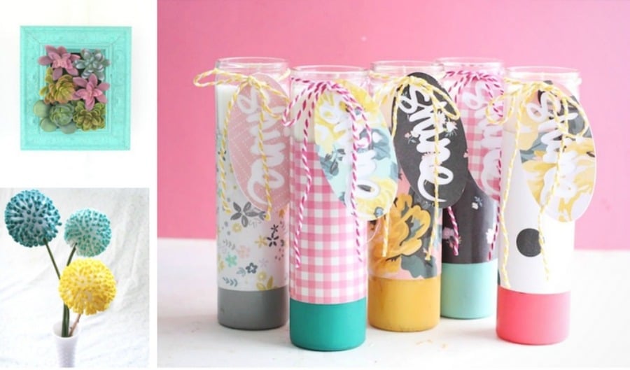 Photo collage of spring crafts
