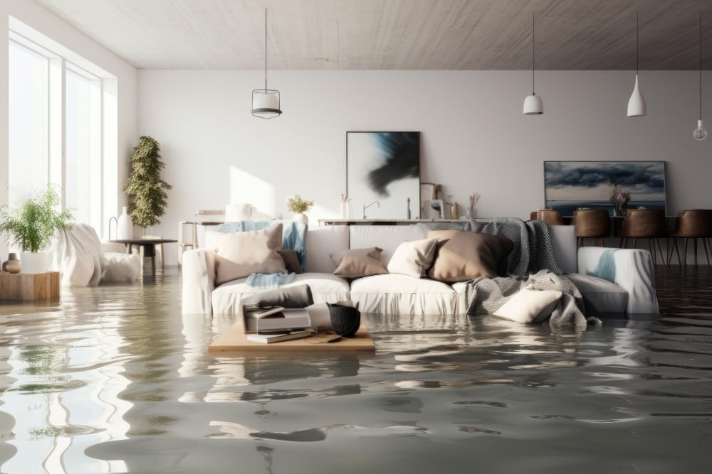 Flooded Modern Living Room Interior