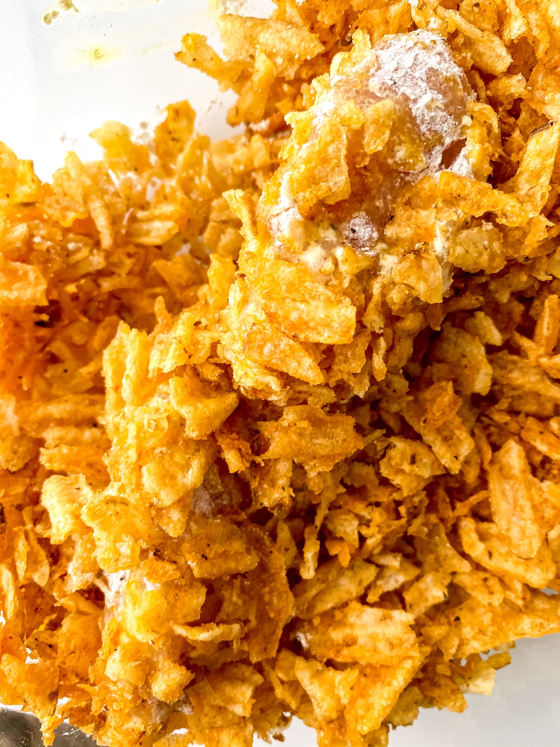 chicken tenders covered in crush tangy bbq chips