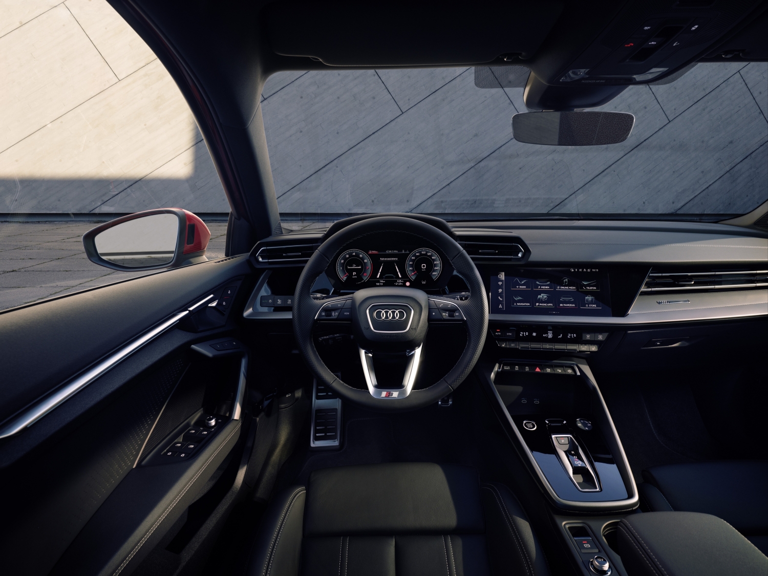 2025 Audi A3 cockpit view with digital driver display and touchscreen controls