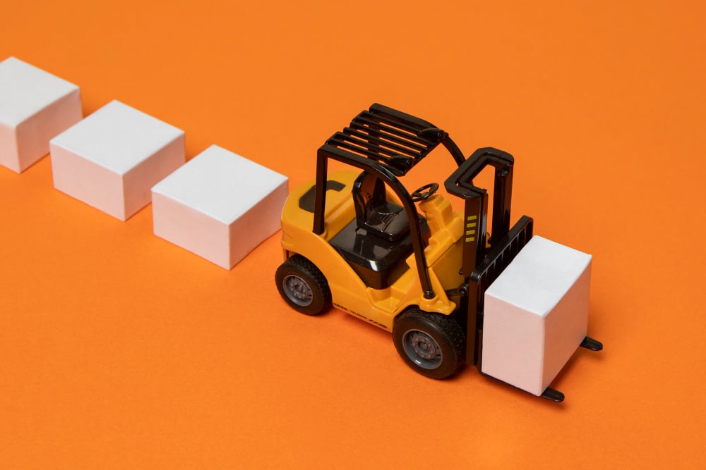 supply chain representation with forklift high angle