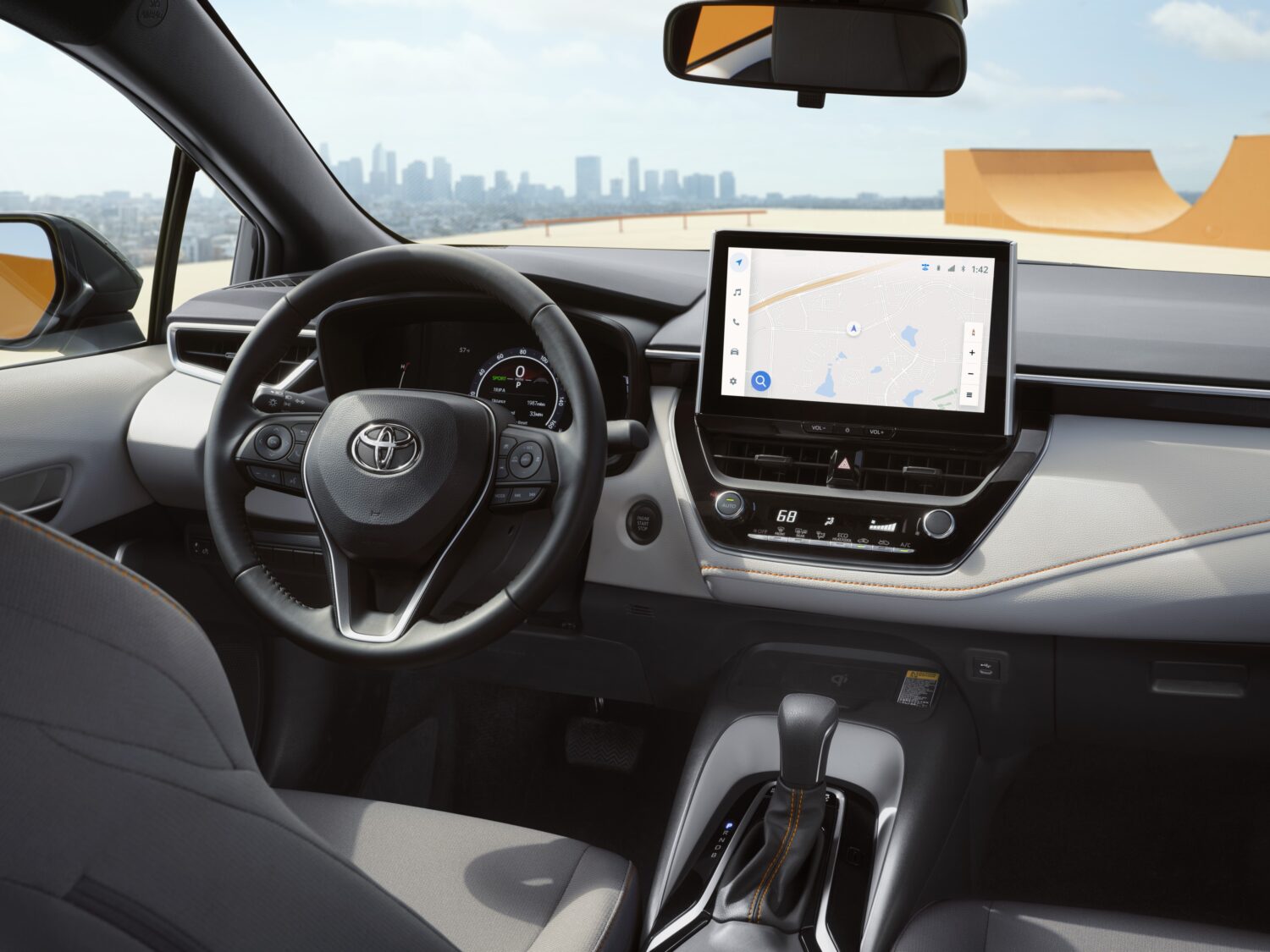 Interior dashboard of the 2025 Toyota Corolla FX with 10.5-inch multimedia display