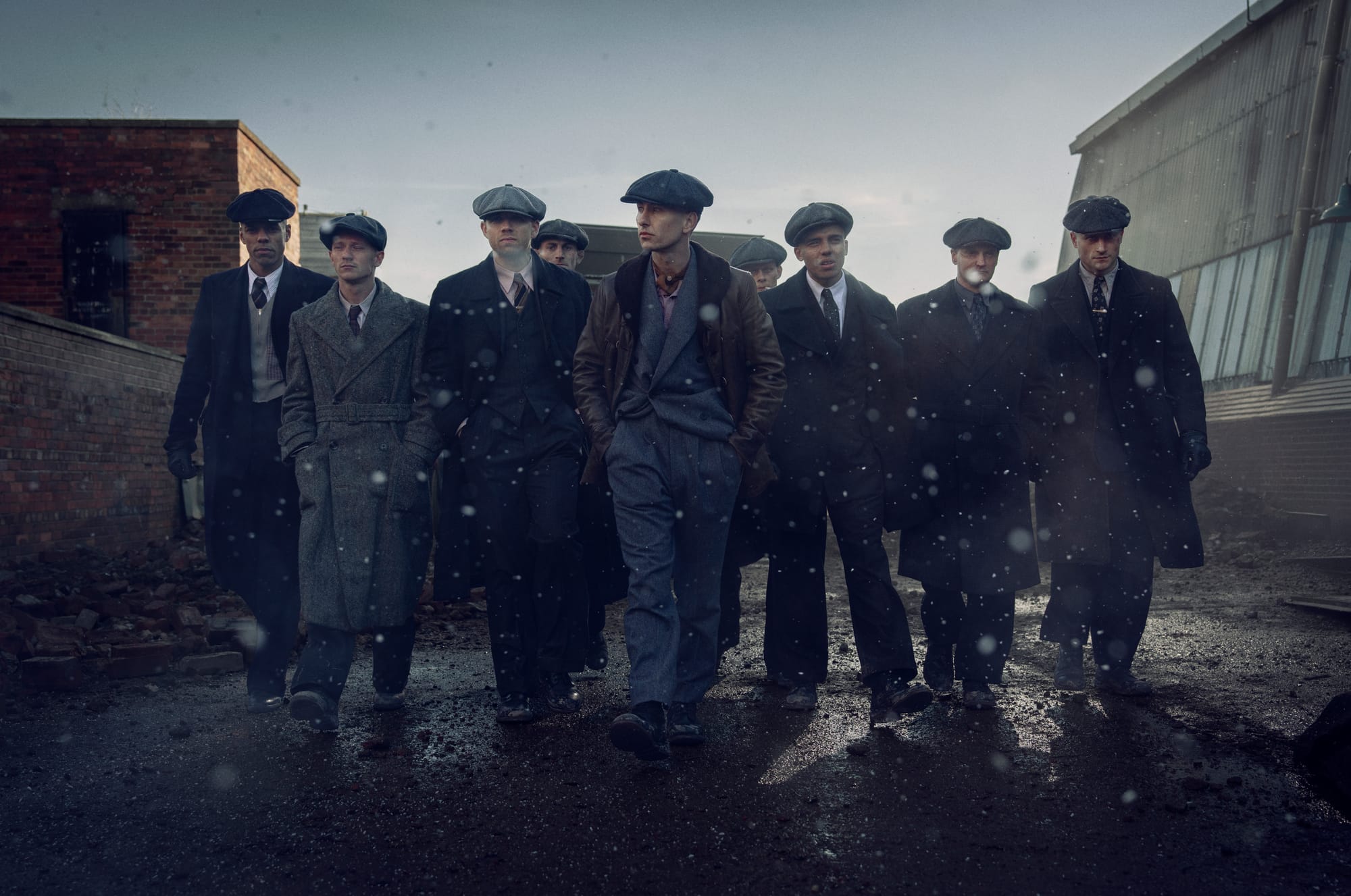 Scene from Peaky Blinders The Immortal Man (2026) showing the Shelby family walking together in period clothing ahead of the March theatrical release.