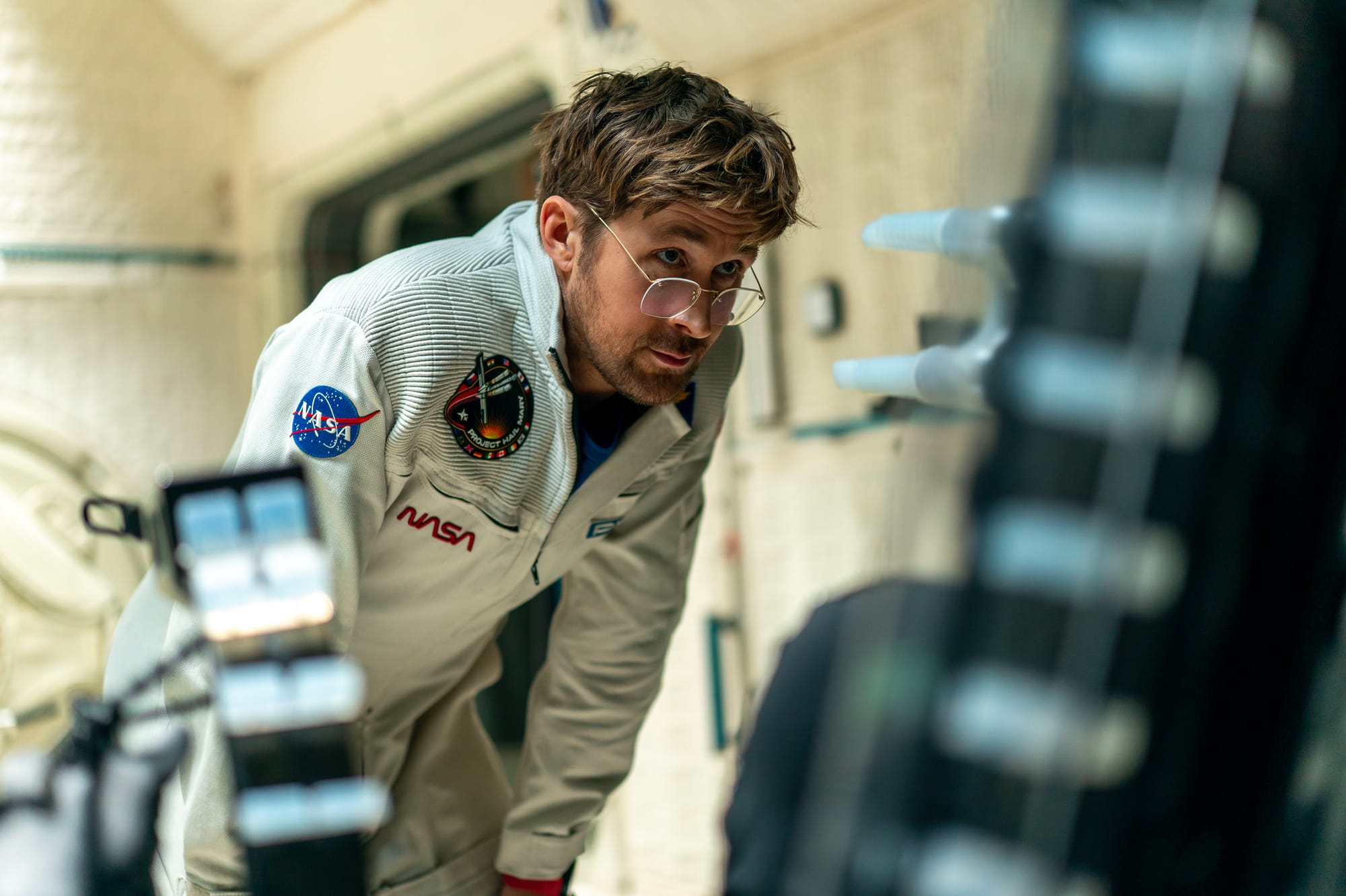 Ryan Gosling as Ryland Grace inside a spacecraft in Project Hail Mary 2026 sci-fi film