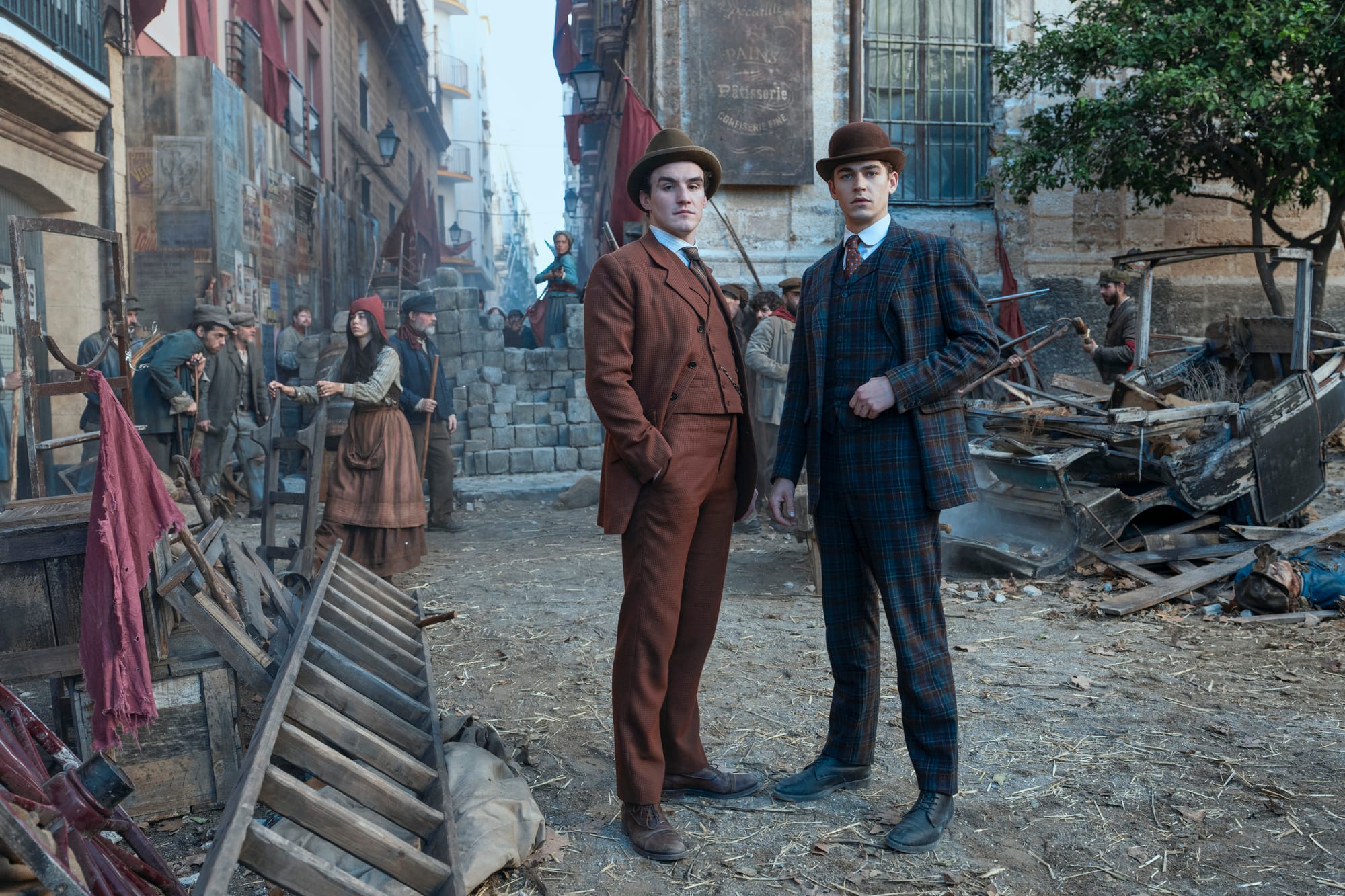 Scene from Young Sherlock on Prime Video featuring characters in period attire during the March 2026 premiere season.