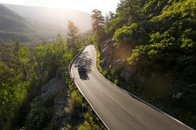 road trip in the mountains
