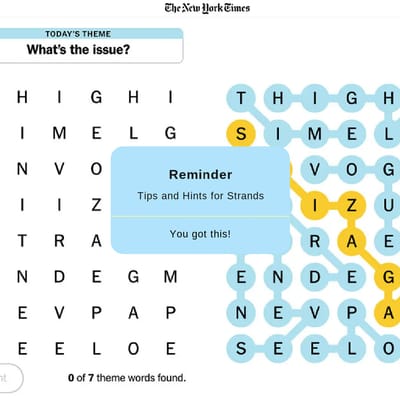 Hints for New York Times Strands Word Game