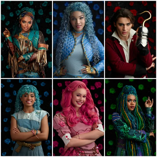 Cast of Descendants: The Rise of Red on Disney+. Kylie Cantrall, Malia Baker, Ruby Rose Turner, Morgan Dudley, Joshua Colley