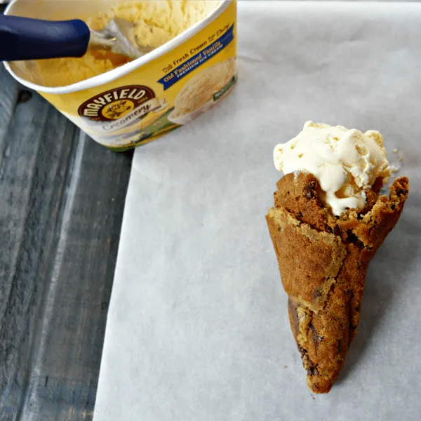 Chocolate Chip Cookie Cones with Signature Vanilla and Smoky Mountain Fudge Ice Cream