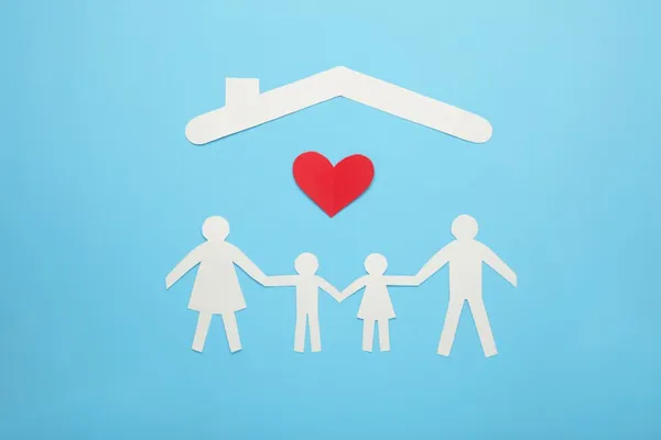 Family of four covered b roof