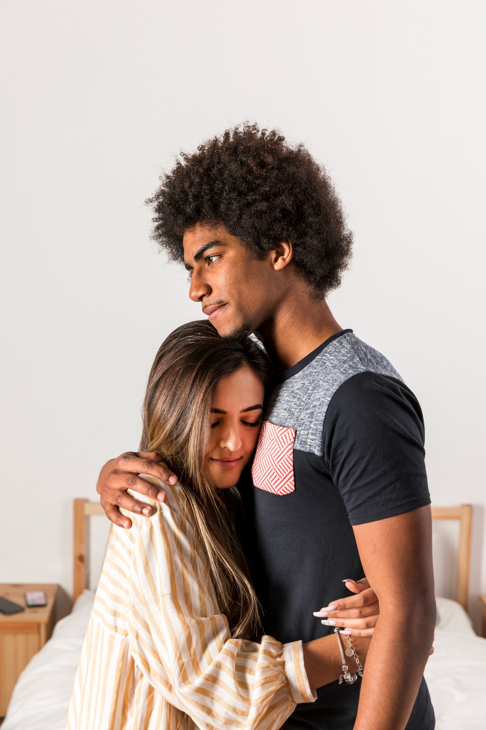 Portrait of interracial couple at home
