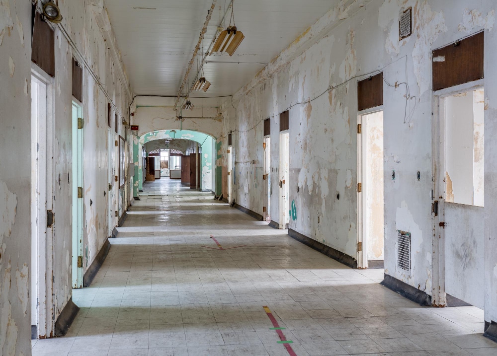 Photo long corridor inside transallegheny lunatic asylum