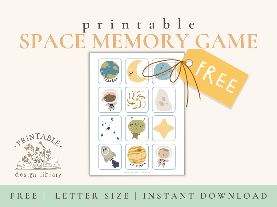 Printable Outer Space Memory Game for Kids