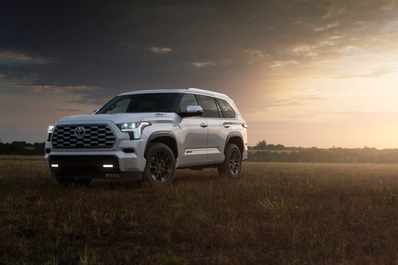 2025 Toyota Sequoia 1794 edition in Mudbath color, featuring LED headlights, bold grille, and off-road-ready tires.