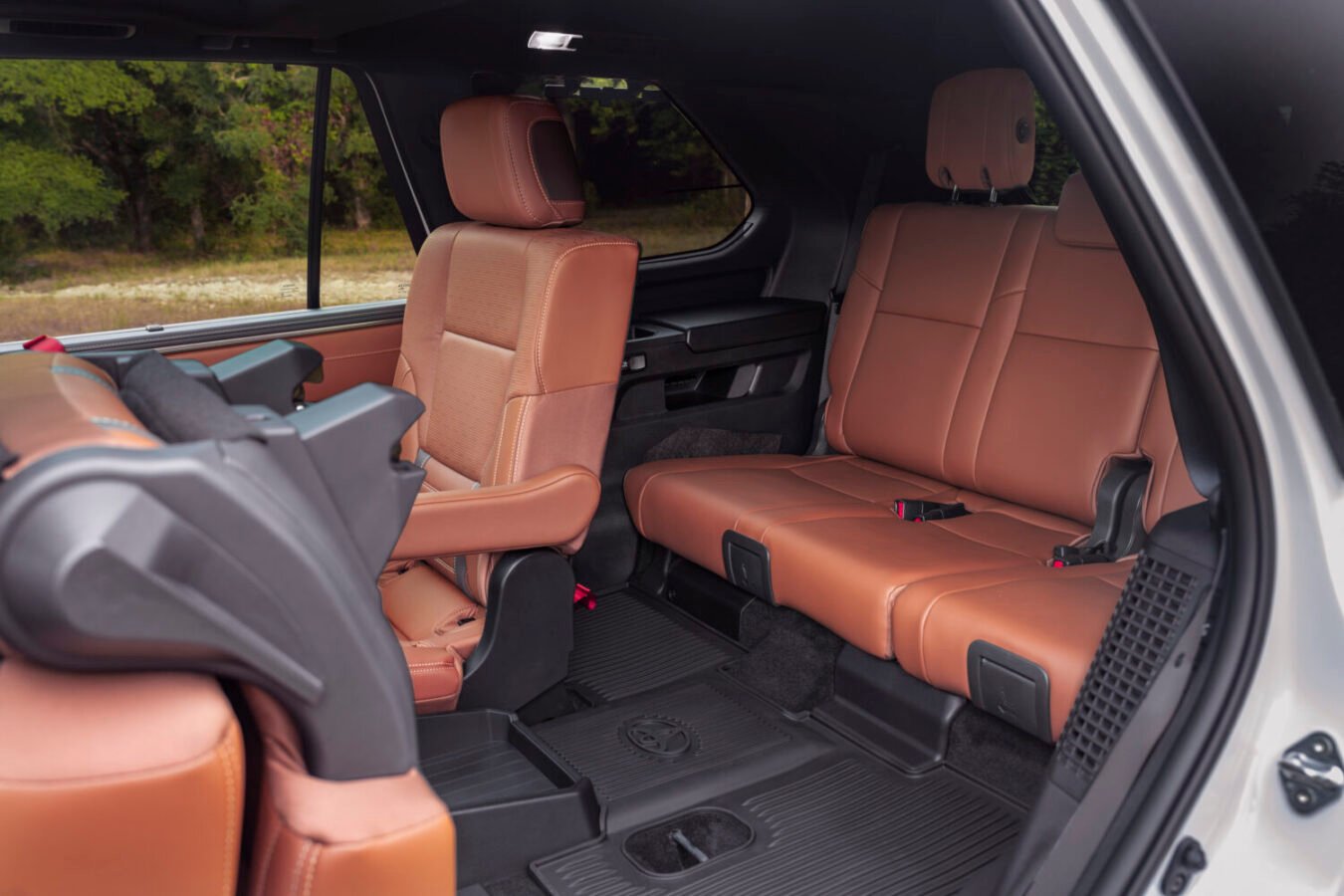 2025 Toyota Sequoia 1794 edition spacious second-row captain’s chairs and sliding third-row seats with adjustable cargo space.