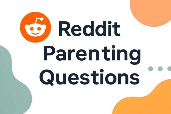 Bold series cover reading ‘Reddit Parenting Questions’ with speech-bubble icon in orange and navy on a clean background.